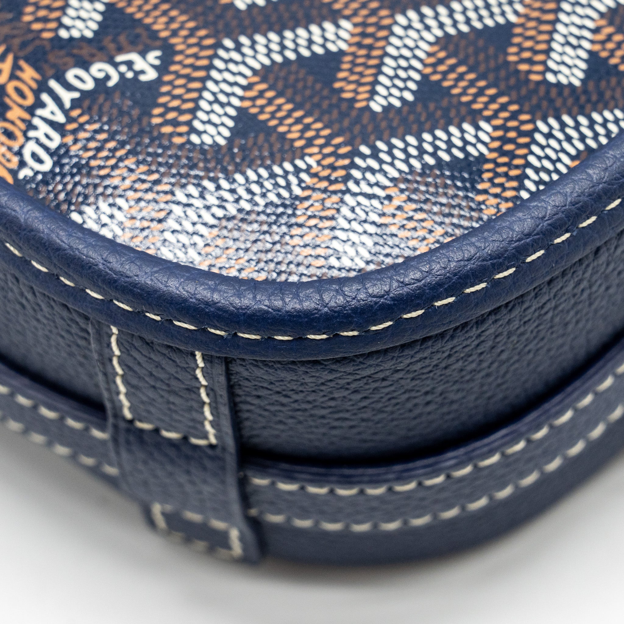 GOYARD BELVEDERE PM MESSENGER BAG GOYARDINE CANVAS/CALFSKIN NAVY SHW