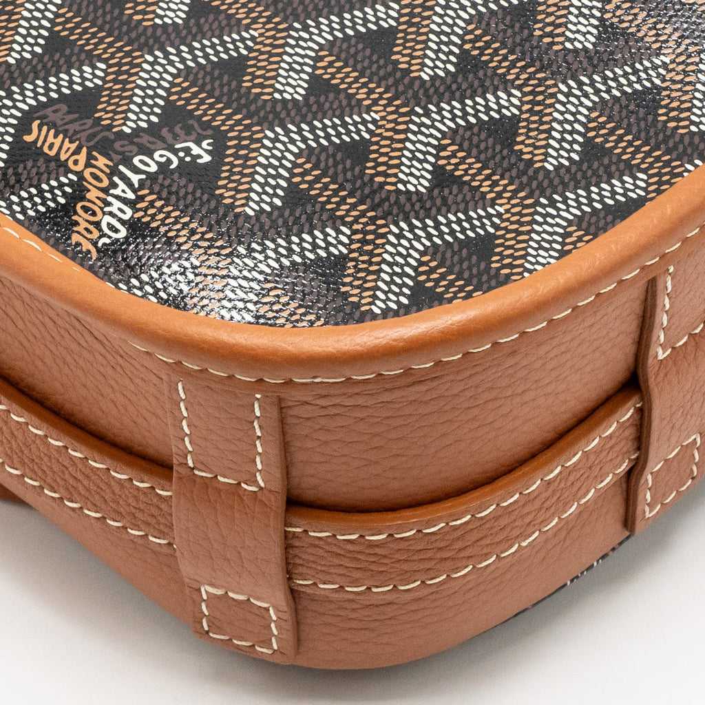 GOYARD BELVEDERE PM MESSENGER BAG GOYARDINE CANVAS/CALFSKIN TAN SHW
