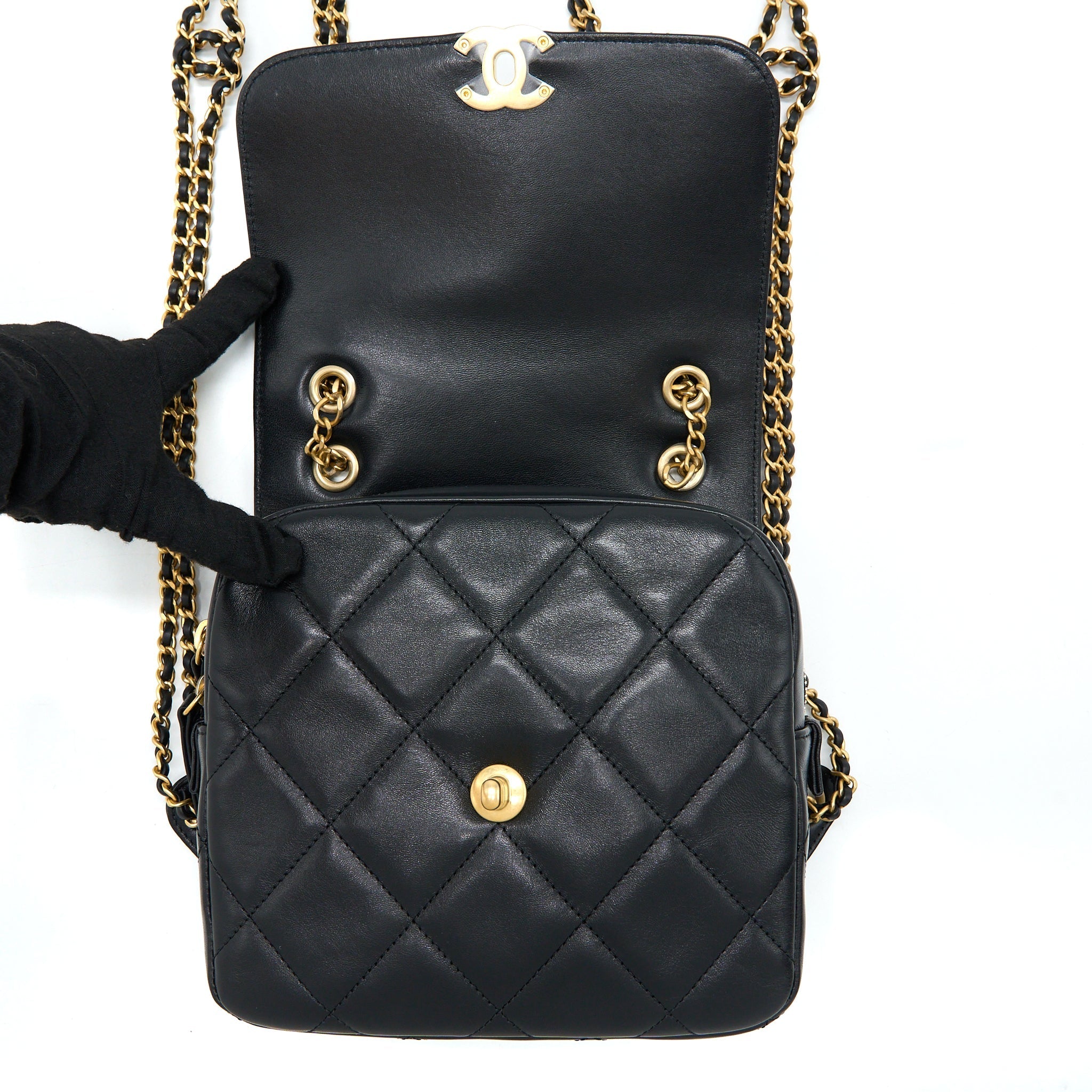 CHANEL 23P ADO BACKPACK LAMBSKIN BLACK GHW (MICROCHIP)