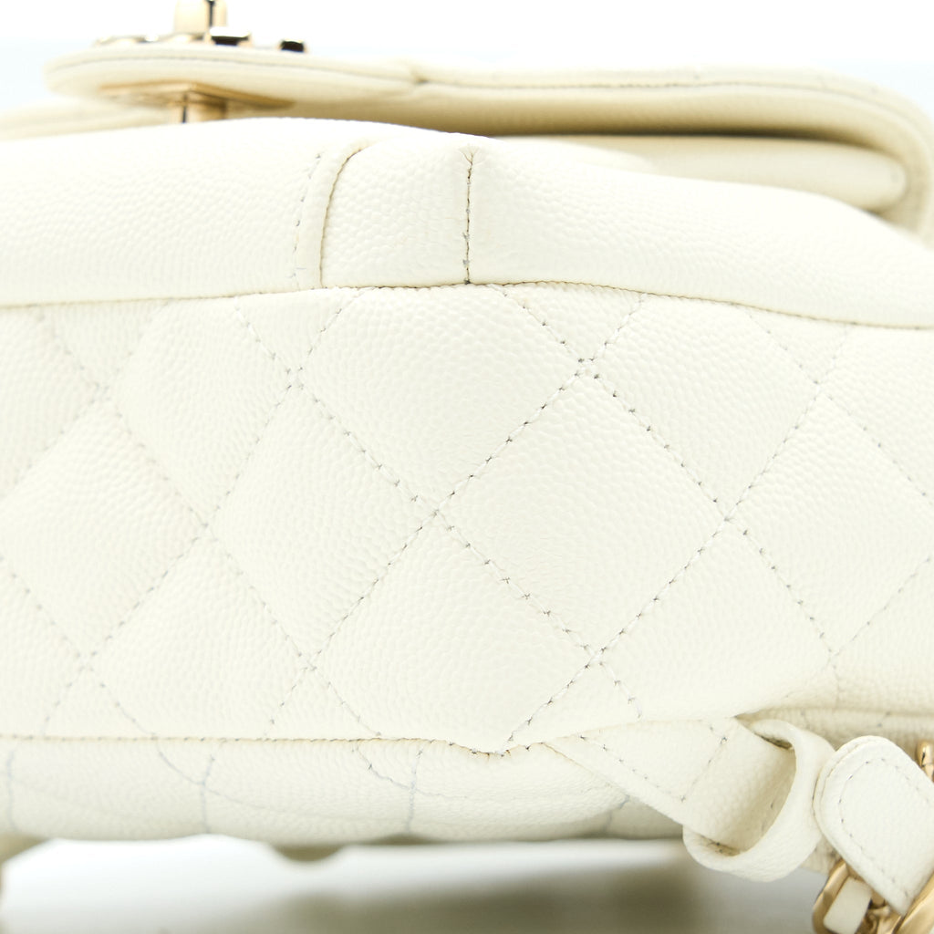 CHANEL QUILTED MINI CC DAY BACKPACK CAVIAR WHITE LGHW