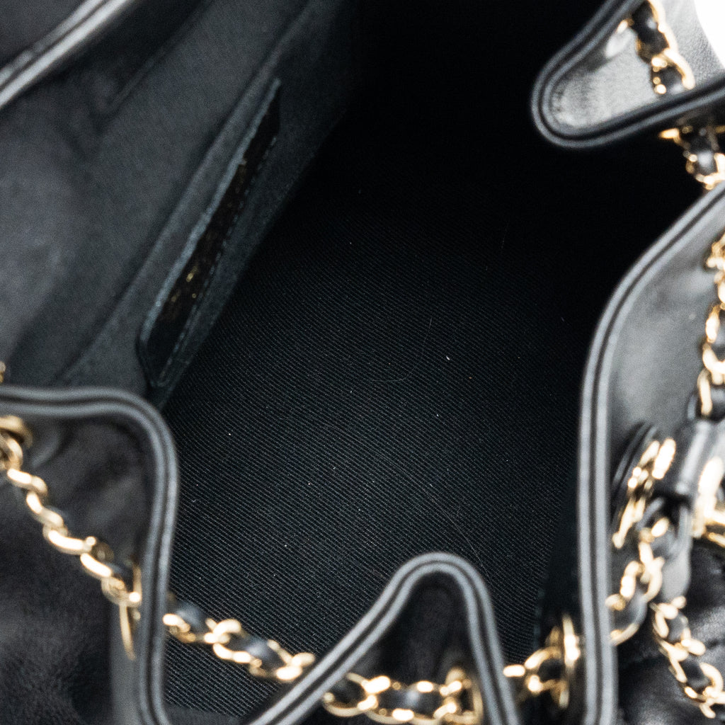 CHANEL MINI DUMA BACKPACK LAMBSKIN BLACK LGHW (MICROCHIP)