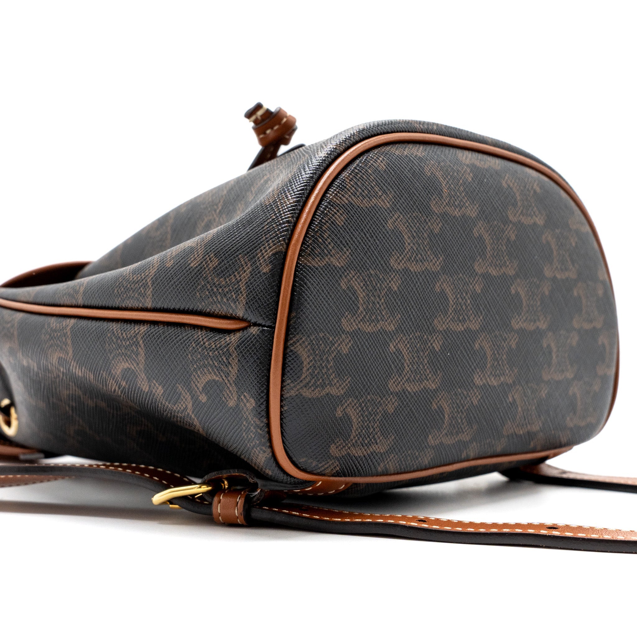 CELINE MINI BACKPACK FOLCO TRIOMPHE CANVAS CALFSKIN TAN GHW