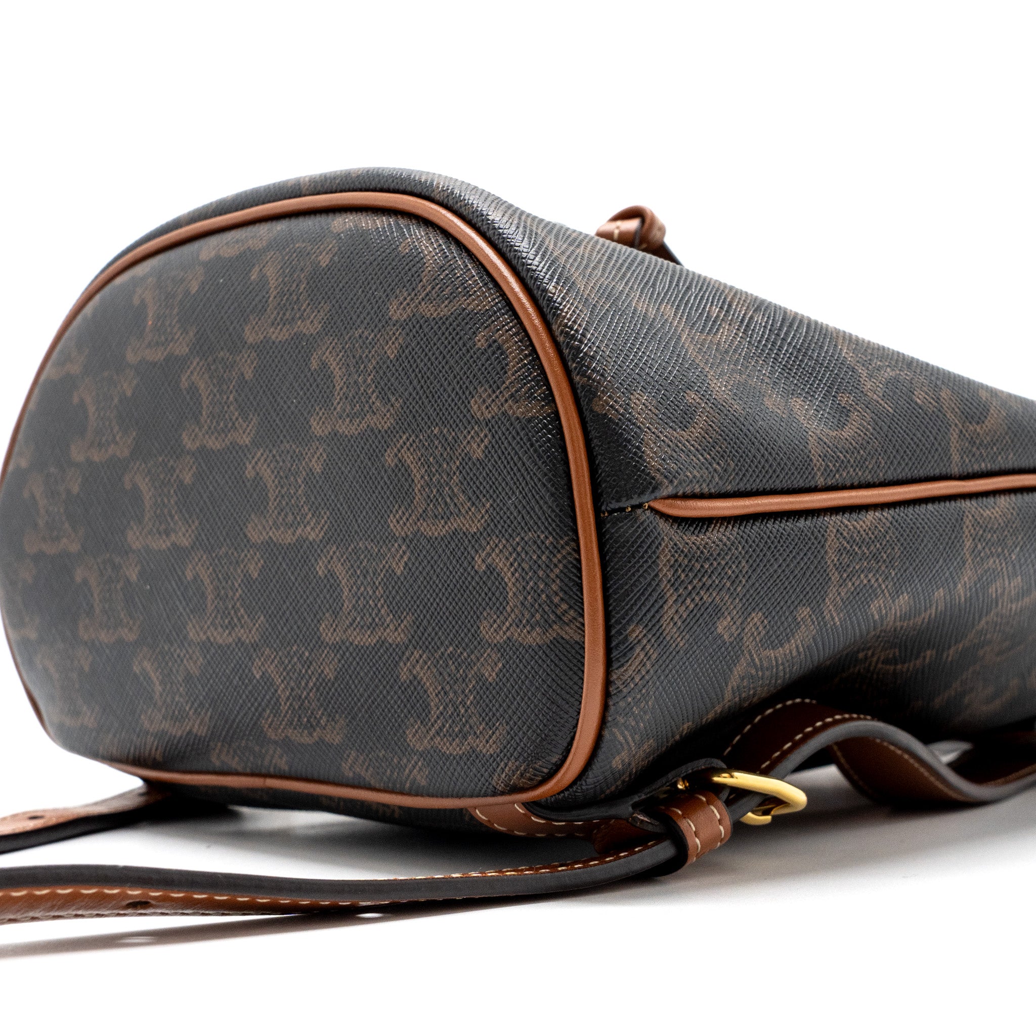 CELINE MINI BACKPACK FOLCO TRIOMPHE CANVAS CALFSKIN TAN GHW