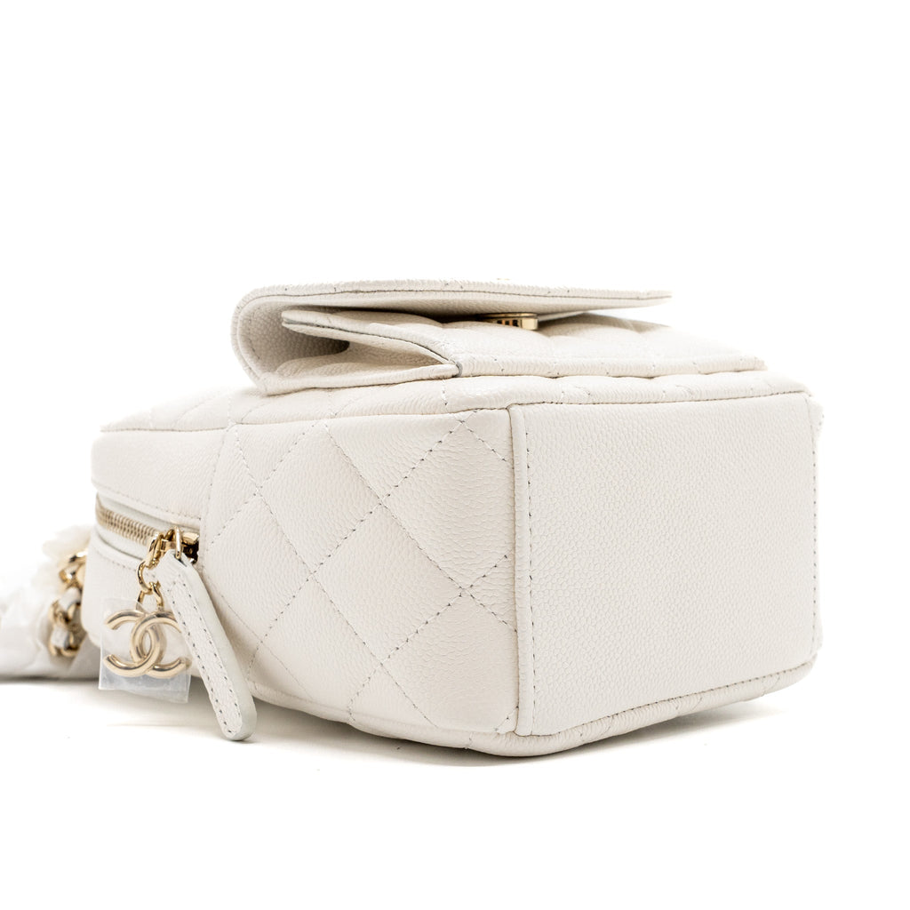 CHANEL 24C MINI BACKPACK/CROSSBODY BAG CAVIAR WHITE LGHW (MICROCHIP)