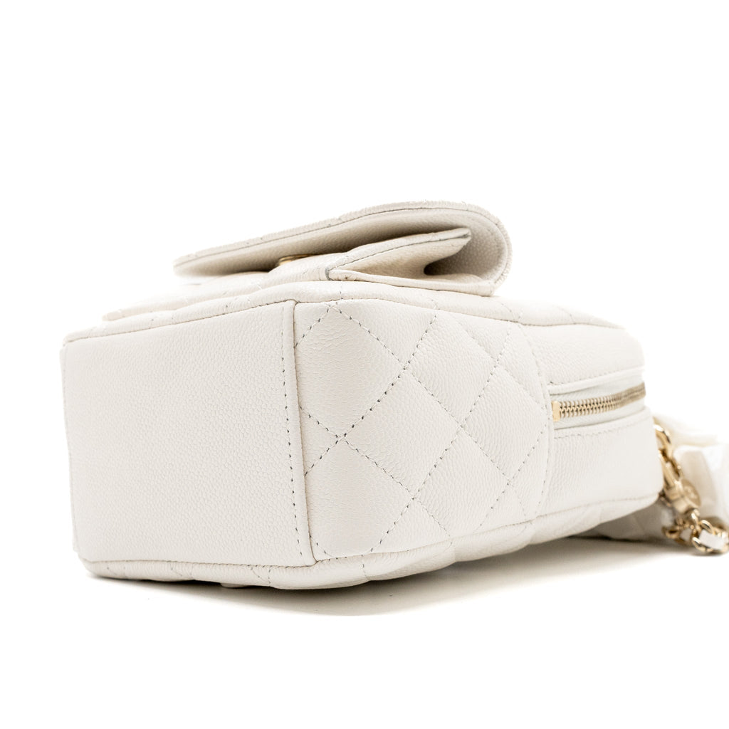 CHANEL 24C MINI BACKPACK/CROSSBODY BAG CAVIAR WHITE LGHW (MICROCHIP)