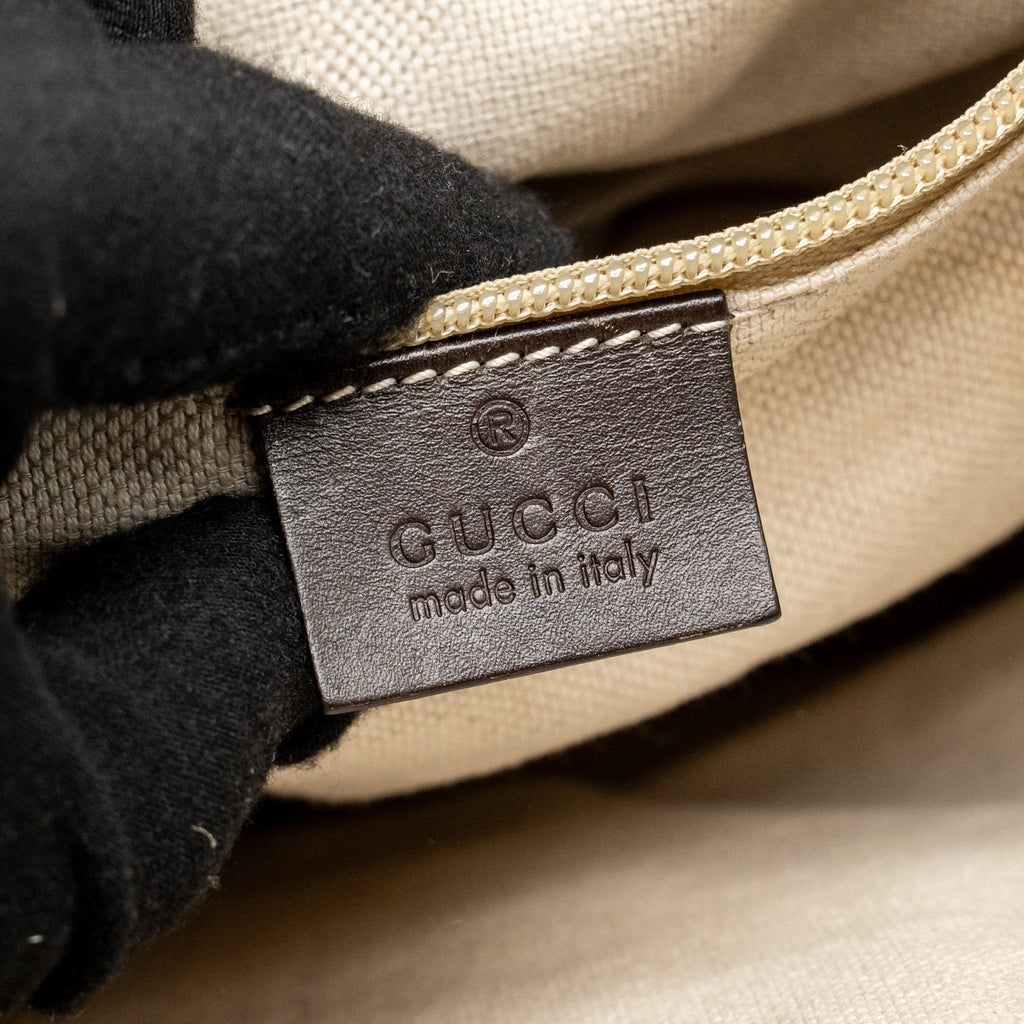GUCCI SINGLE BUCKLE BACKPACK GG SUPREME CANVAS BROWN SHW