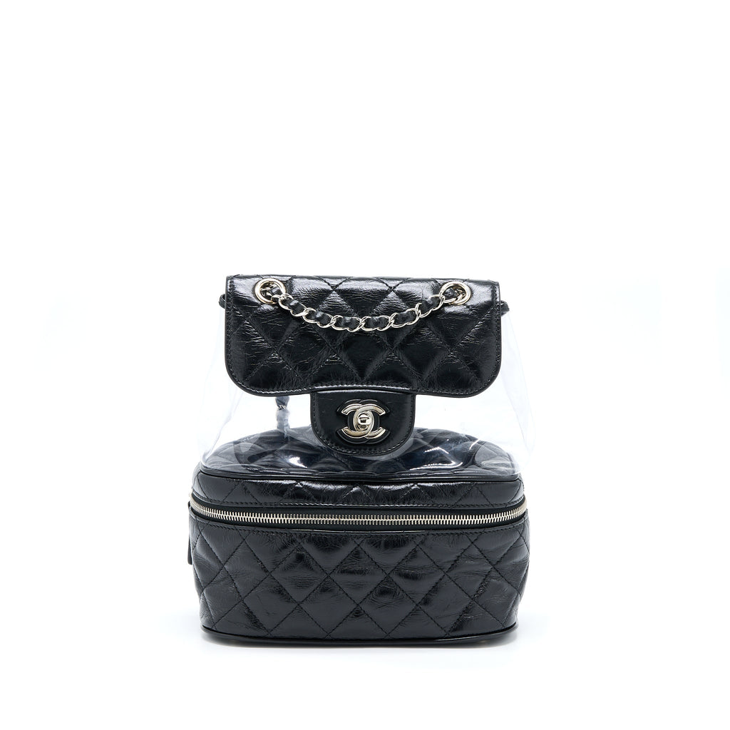 CHANEL PVC AQUARIUM BACKPACK BLACK PVC/AGED CALFSKIN SHW