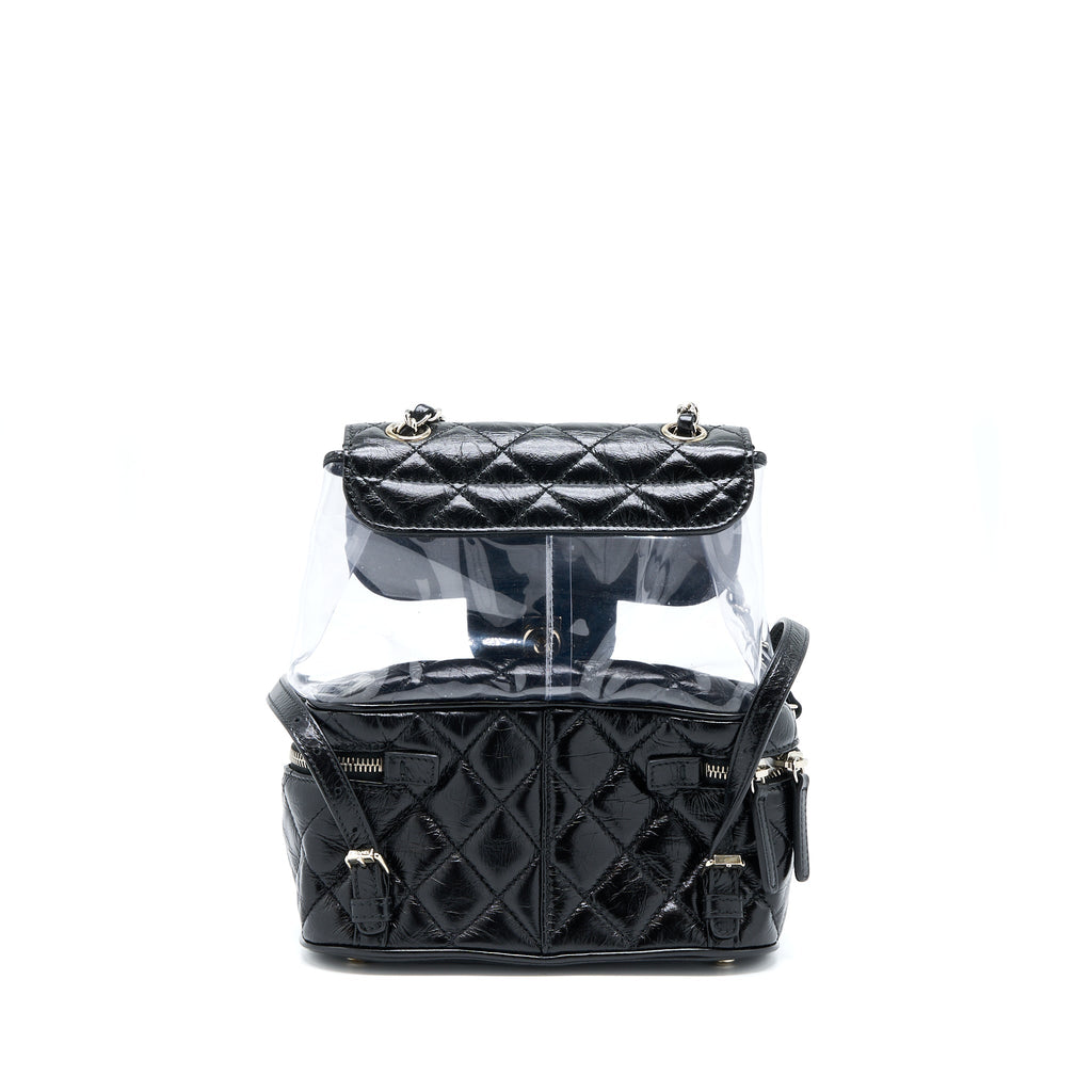 CHANEL PVC AQUARIUM BACKPACK BLACK PVC/AGED CALFSKIN SHW