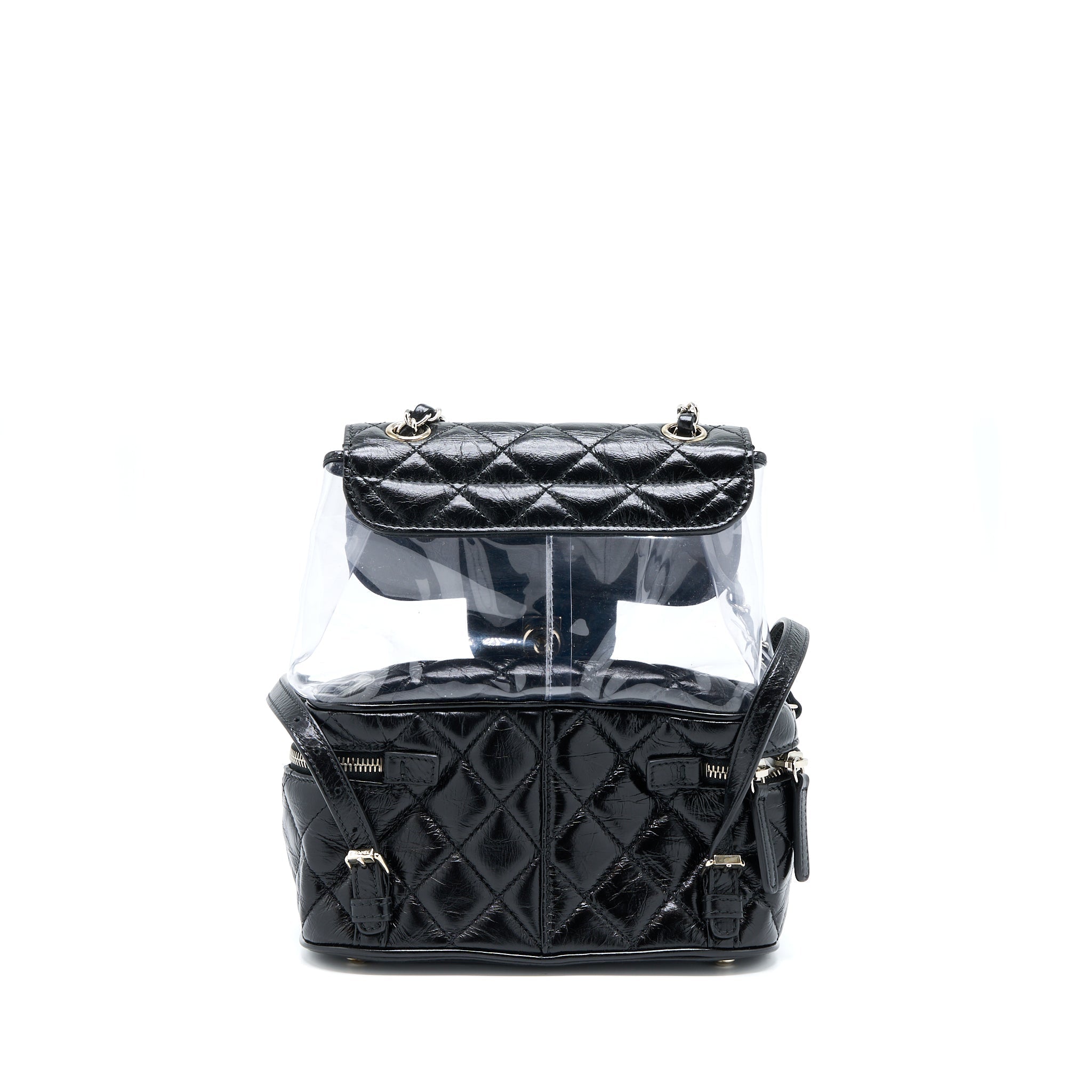 CHANEL PVC AQUARIUM BACKPACK BLACK PVC/AGED CALFSKIN SHW