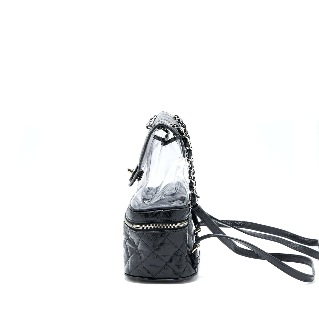 CHANEL PVC AQUARIUM BACKPACK BLACK PVC/AGED CALFSKIN SHW