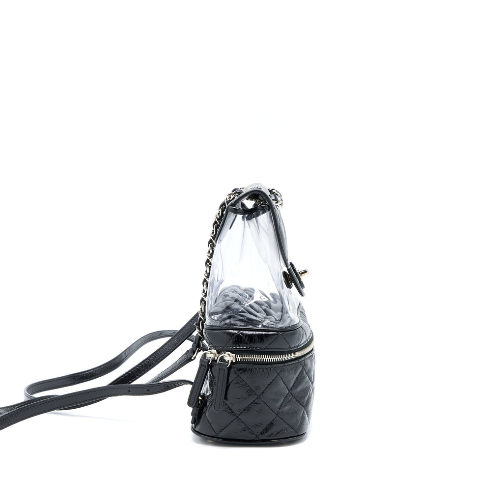 CHANEL PVC AQUARIUM BACKPACK BLACK PVC/AGED CALFSKIN SHW