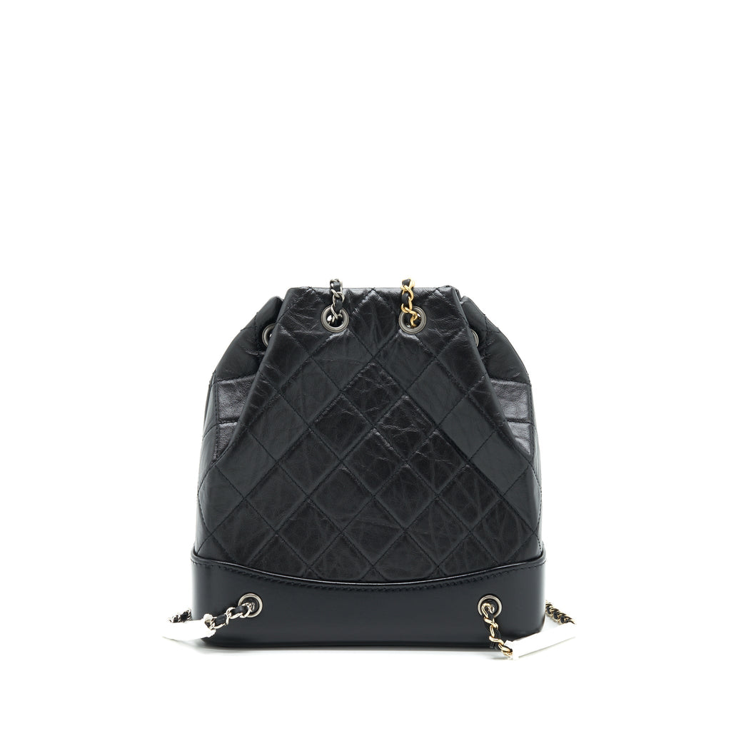 CHANEL SMALL GABRIELLE BACKPACK CALFSKIN BLACK MULTICOLOUR HARDWARE