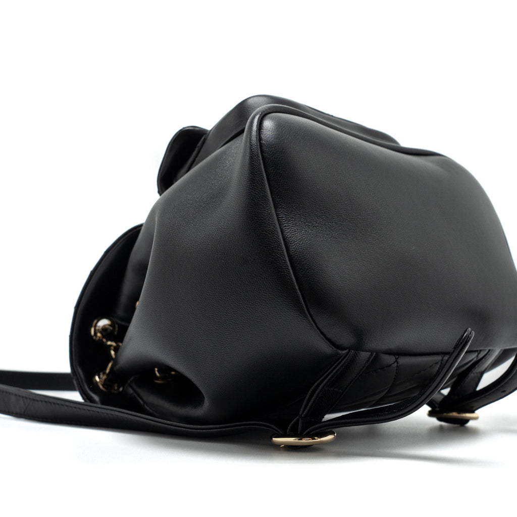 CHANEL MINI DUMA BACKPACK LAMBSKIN BLACK LGHW (MICROCHIP)