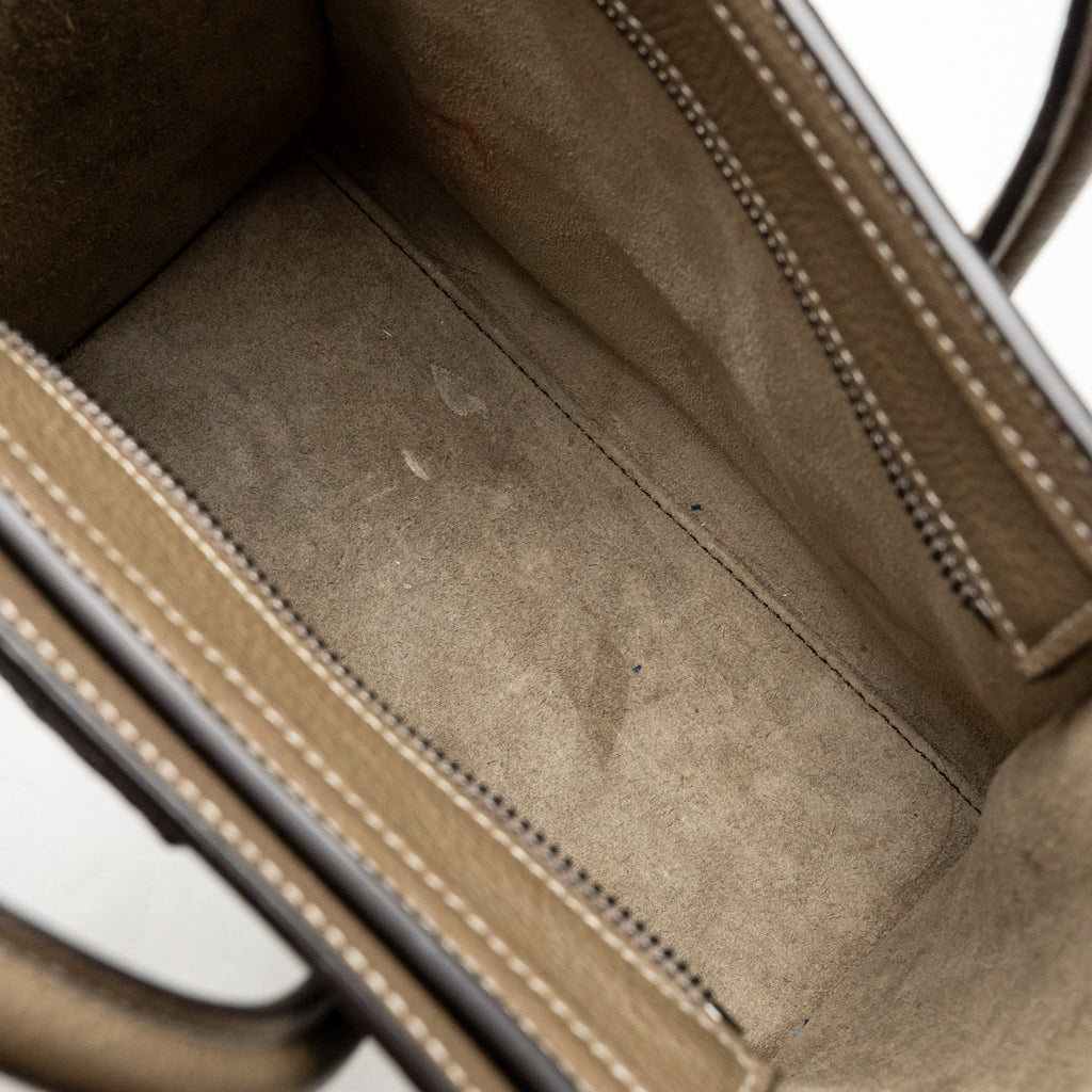 CELINE NANO LUGGAGE BAG CALFSKIN GREY SHW