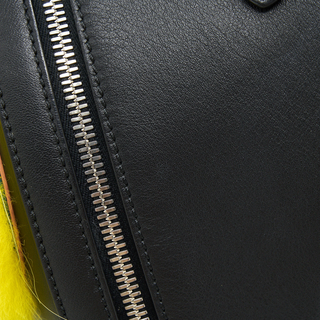 FENDI MONSTER BACKPACK BLACK/YELLOW FUR