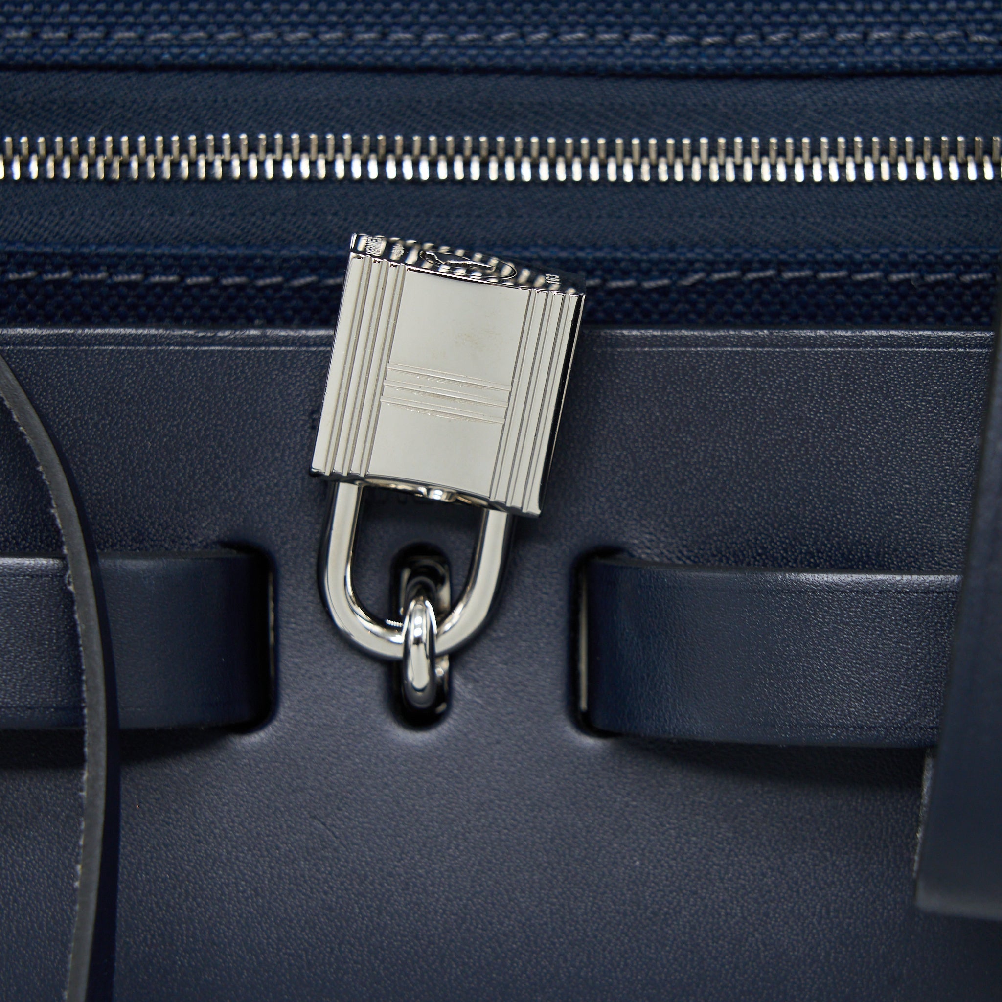HERMES HERBAG BACKPACK CANVAS/LEATHER DARK BLUE/BLACK SHW