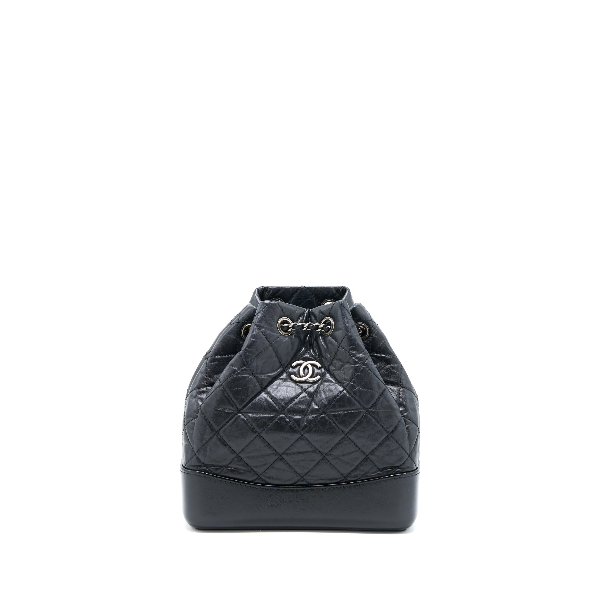 CHANEL SMALL GABRIELLE BACKPACK AGED CALFSKIN BLACK MULTICOLOUR HARDWARE