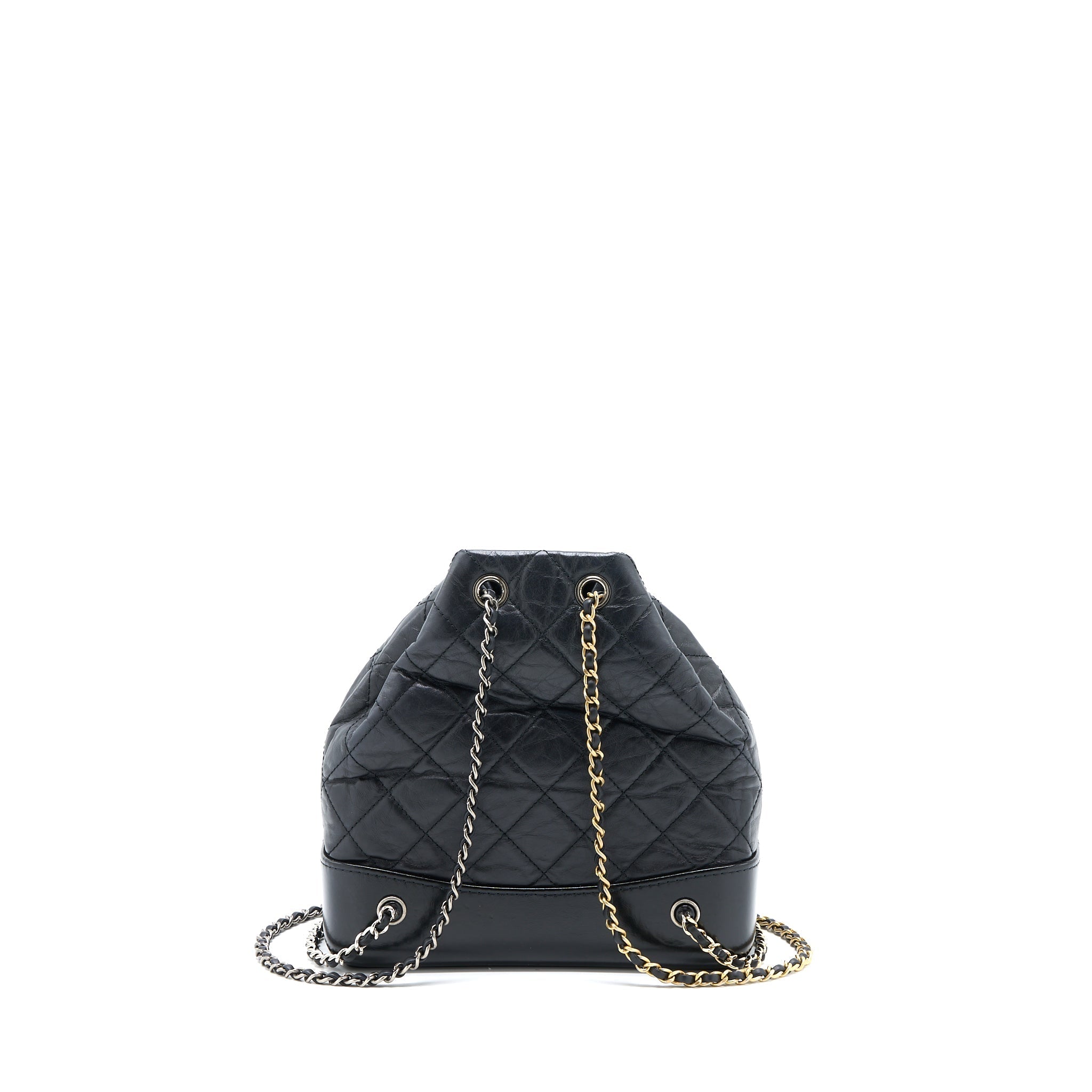 CHANEL SMALL GABRIELLE BACKPACK AGED CALFSKIN BLACK MULTICOLOUR HARDWARE
