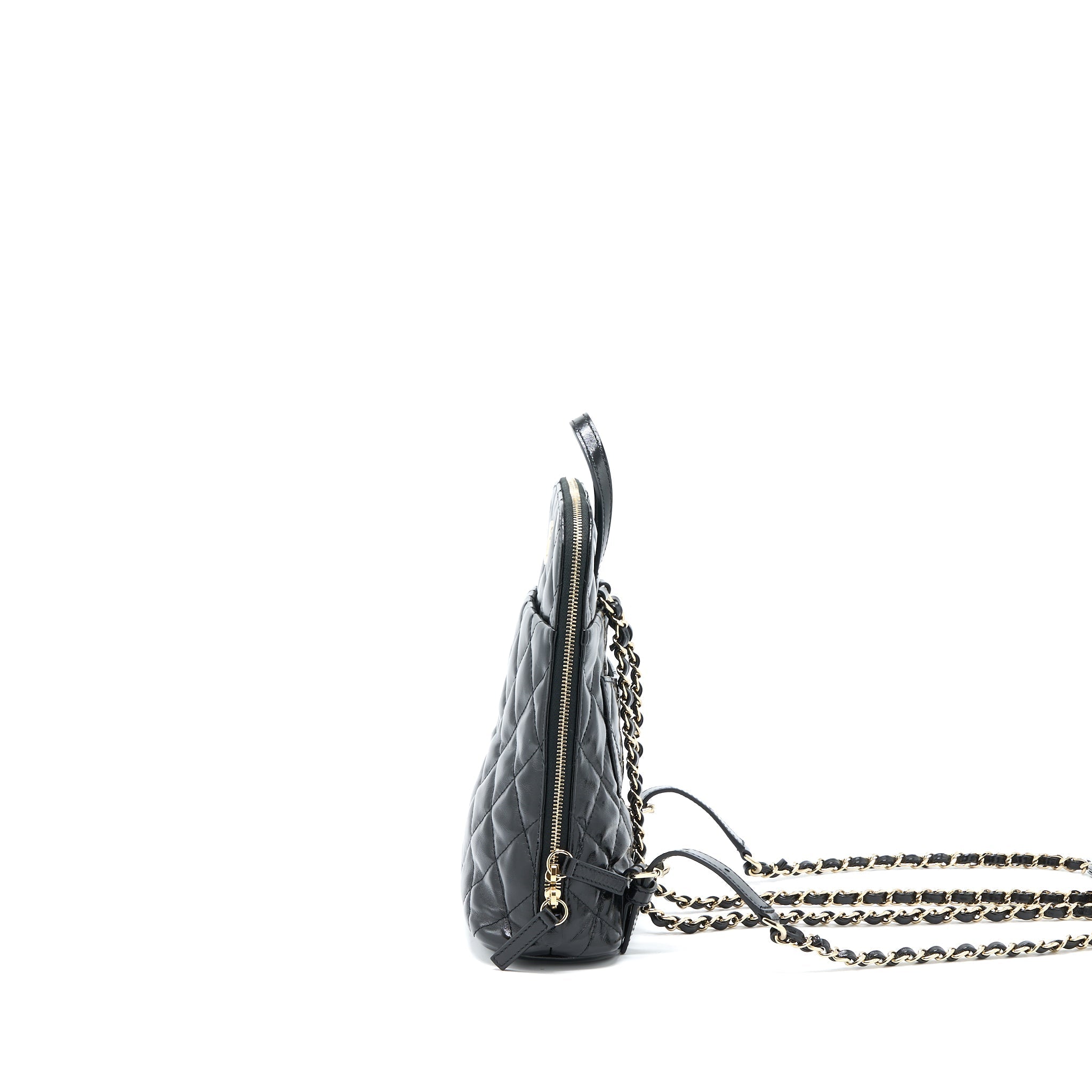 CHANEL 22A QUILTED BACKPACK SHINY CALFSKIN BLACK LGHW (MICROCHIP)