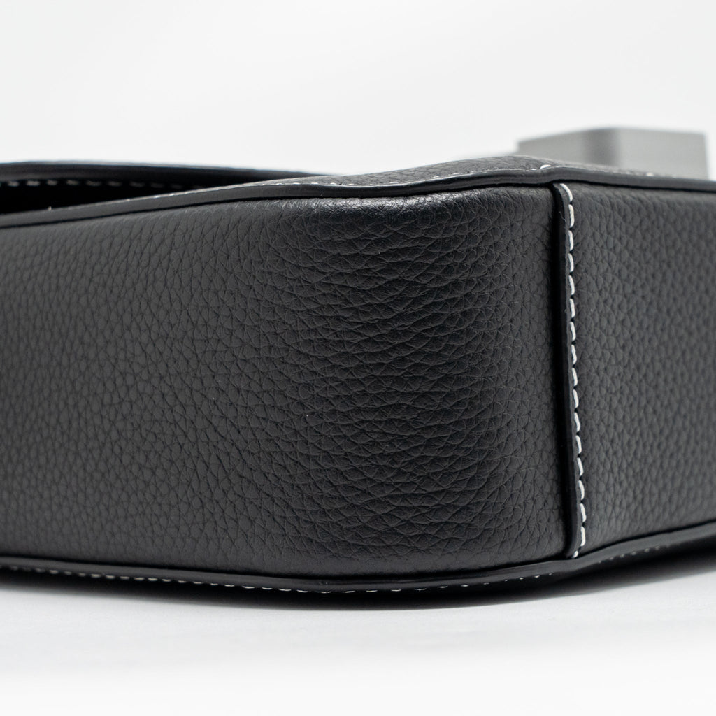 DIOR MEDIUM SADDLE FLAP MESSENGER BAG GRAINED CALFSKIN BLACK GHW