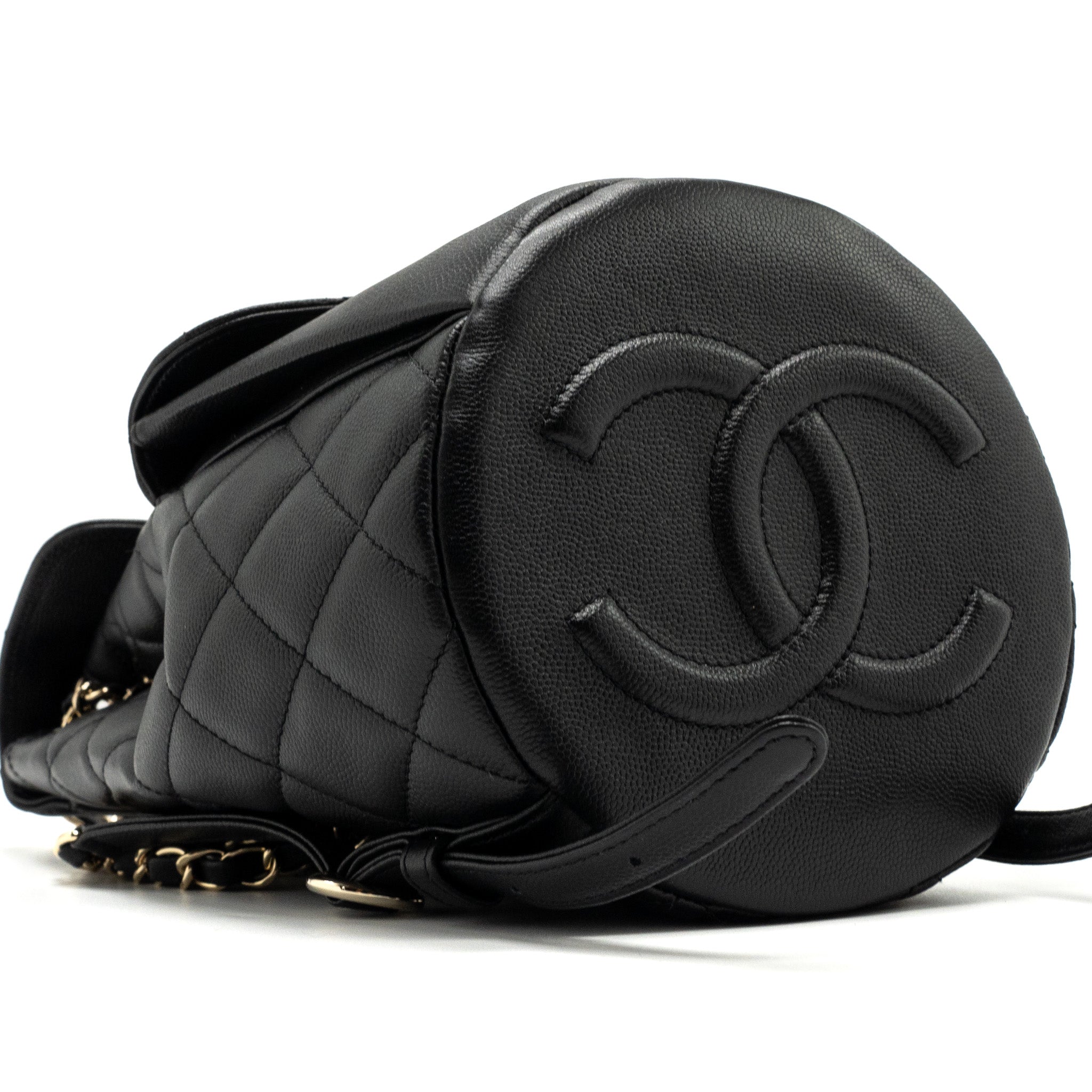 CHANEL 22S MINI BACKPACK CAVIAR BLACK LGHW(MICROCHIP)