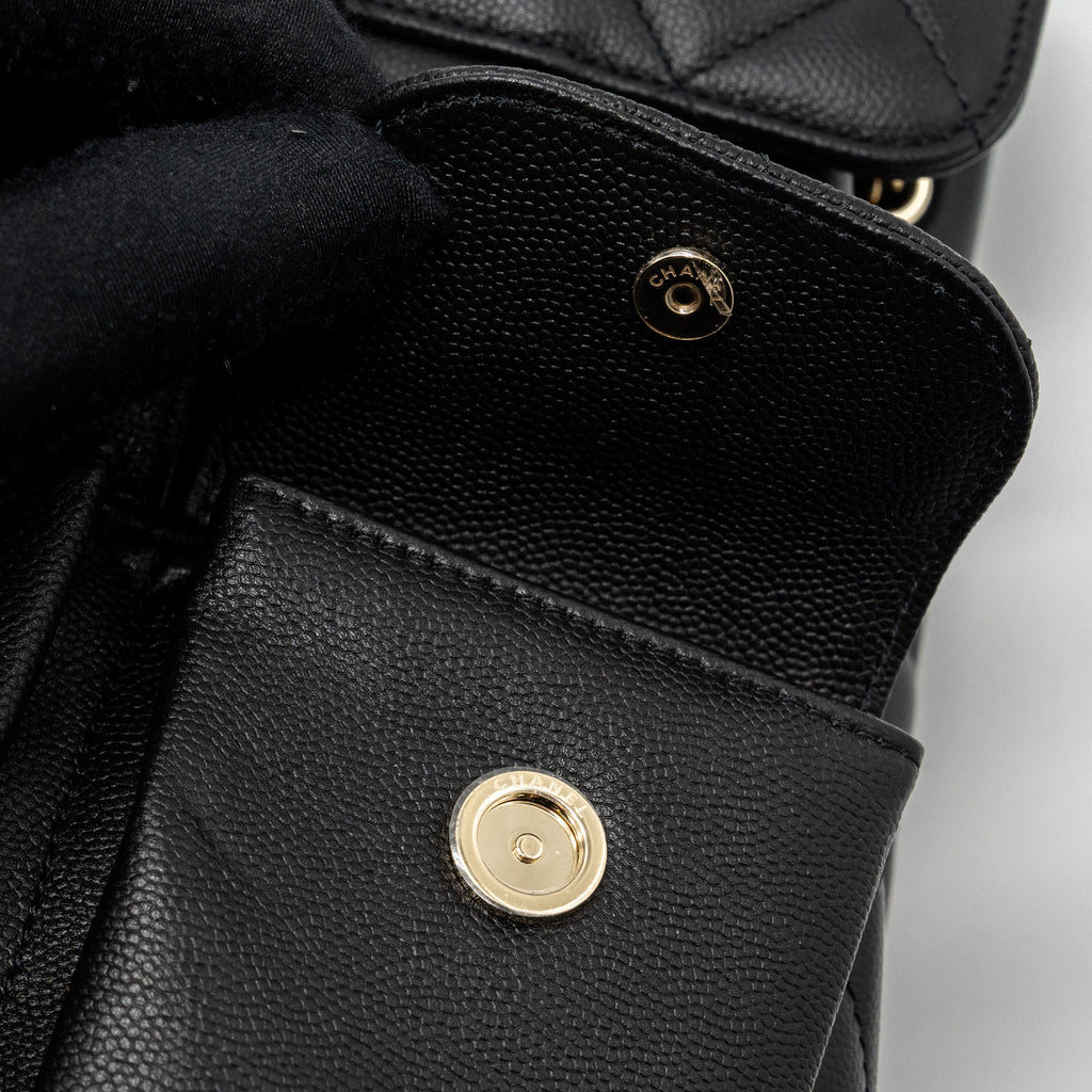 CHANEL 22S MINI BACKPACK CAVIAR BLACK LGHW(MICROCHIP)