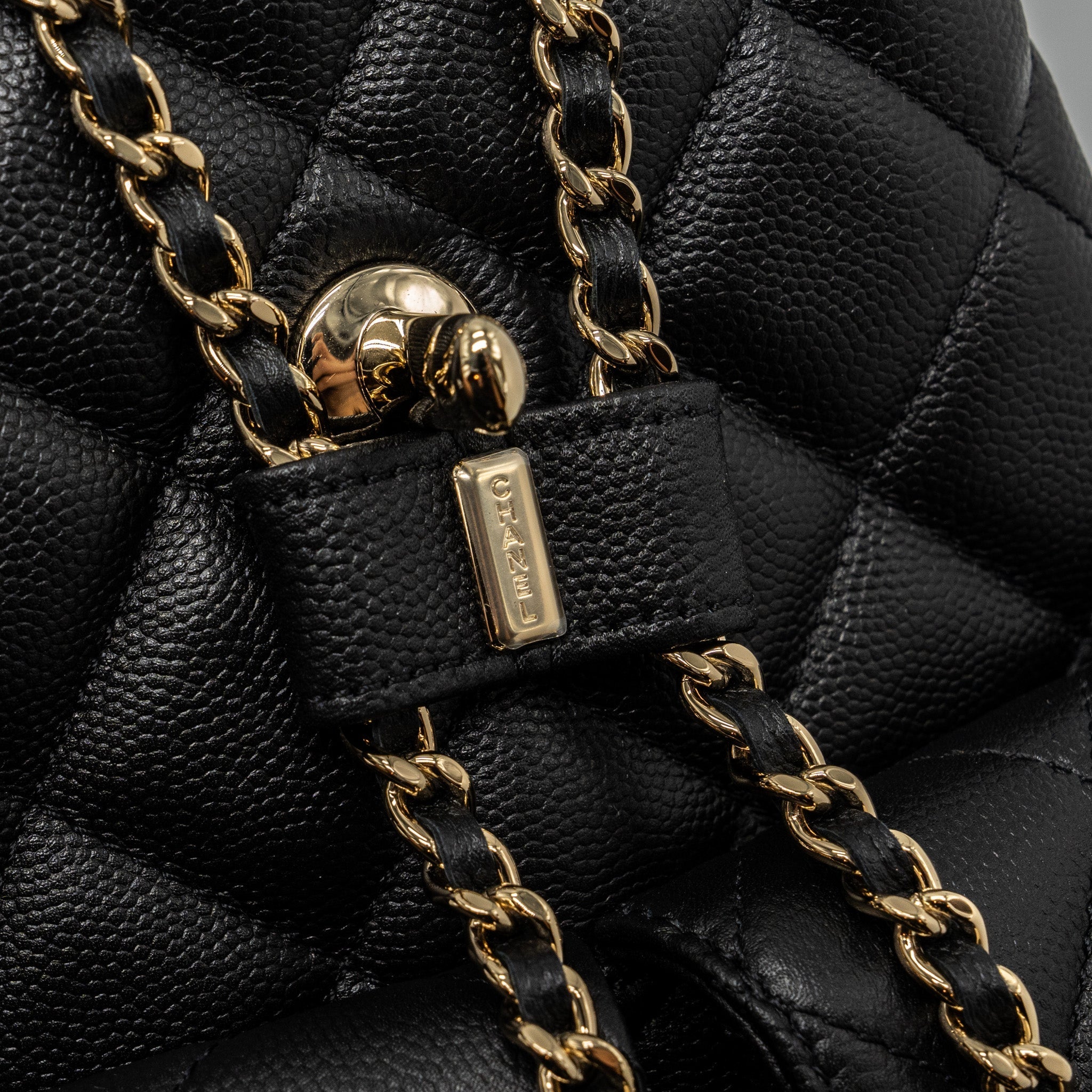 CHANEL 22S MINI BACKPACK CAVIAR BLACK LGHW(MICROCHIP)
