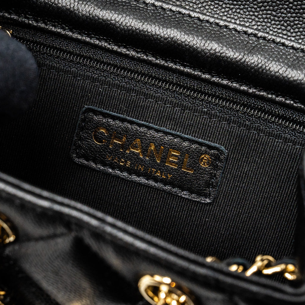 CHANEL 22S MINI BACKPACK CAVIAR BLACK LGHW(MICROCHIP)