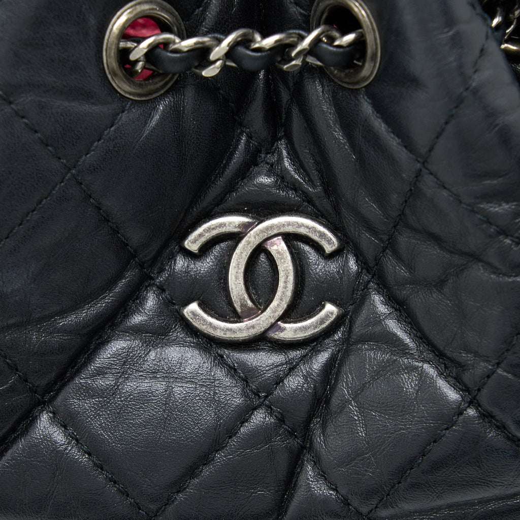 CHANEL SMALL GABRIELLE BACKPACK AGED CALFSKIN BLACK MULTICOLOUR HARDWARE