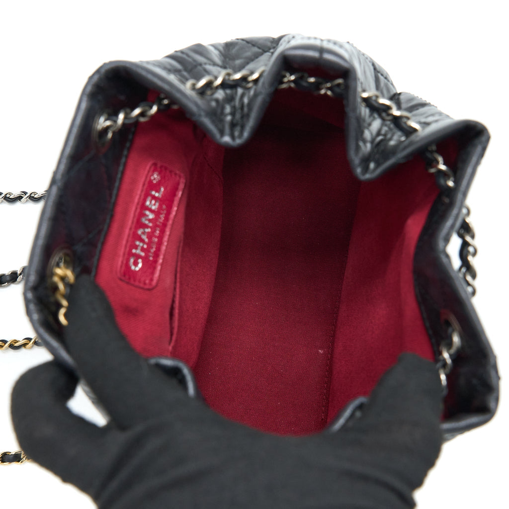 CHANEL SMALL GABRIELLE BACKPACK AGED CALFSKIN BLACK MULTICOLOUR HARDWARE