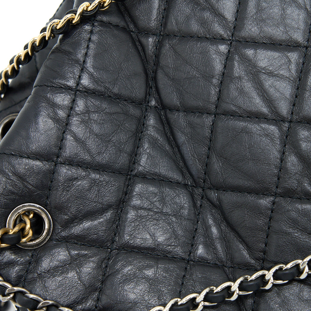CHANEL SMALL GABRIELLE BACKPACK AGED CALFSKIN BLACK MULTICOLOUR HARDWARE