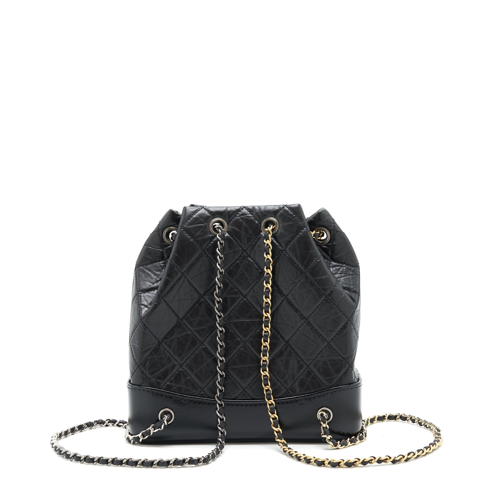CHANEL SMALL GABRIELLE BACKPACK BLACK RUTHENIUM SHW(MICROCHIP)