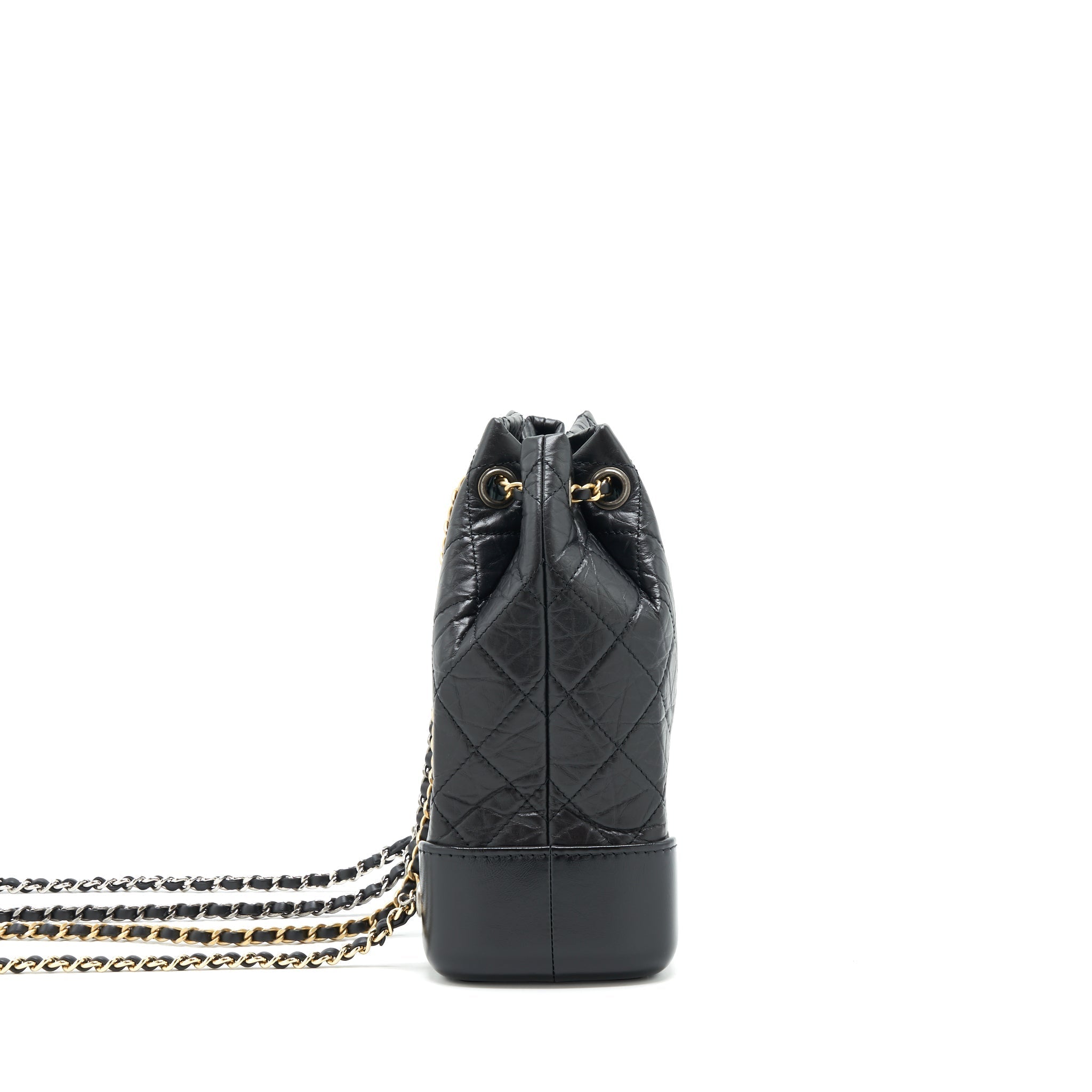 CHANEL SMALL GABRIELLE BACKPACK BLACK RUTHENIUM SHW(MICROCHIP)