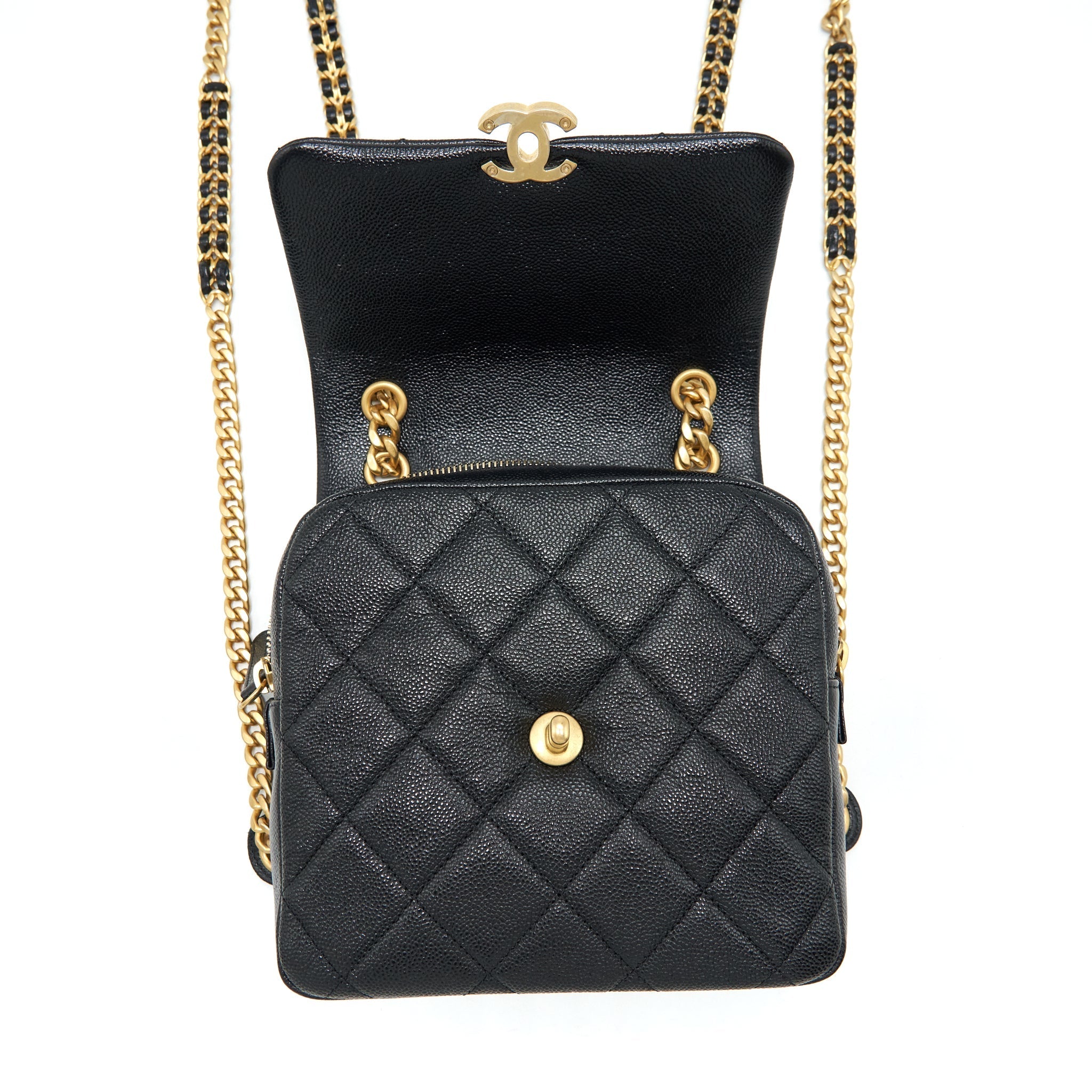 CHANEL 22P FLAP BACKPACK CAVIAR BLACK GHW