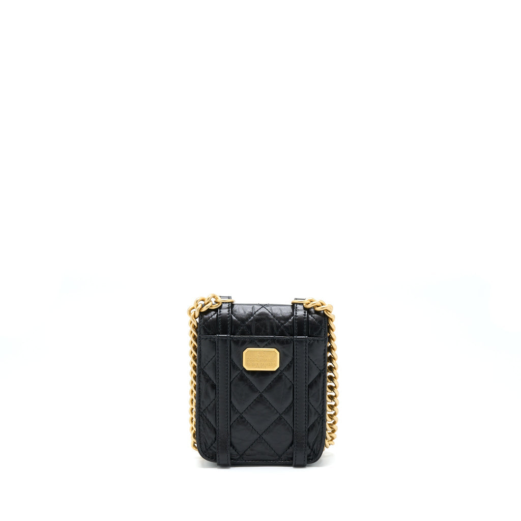 CHANEL SEASONAL MESSENGER MINI FLAP BAG AGED CALFSKIN GHW (MICROCHIP)