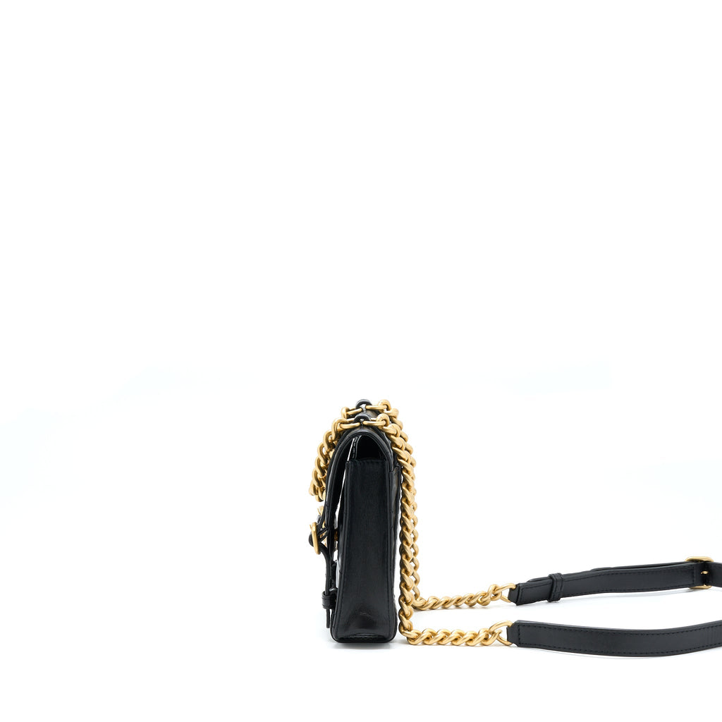 CHANEL SEASONAL MESSENGER MINI FLAP BAG AGED CALFSKIN GHW (MICROCHIP)