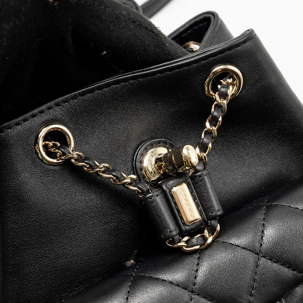 CHANEL 24P MINI DUMA BACKPACK CALFSKIN BLACK LGHW (MICROCHIP)