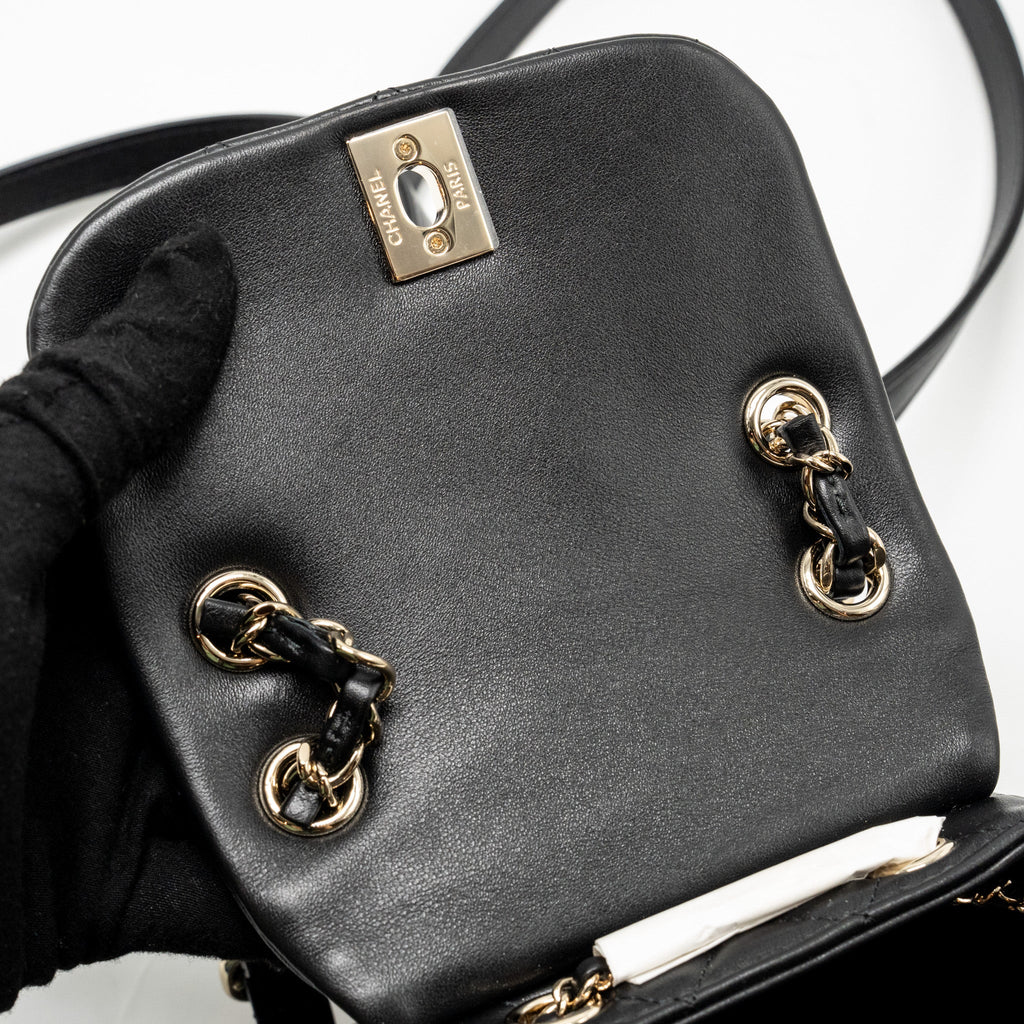CHANEL 24P MINI DUMA BACKPACK CALFSKIN BLACK LGHW (MICROCHIP)