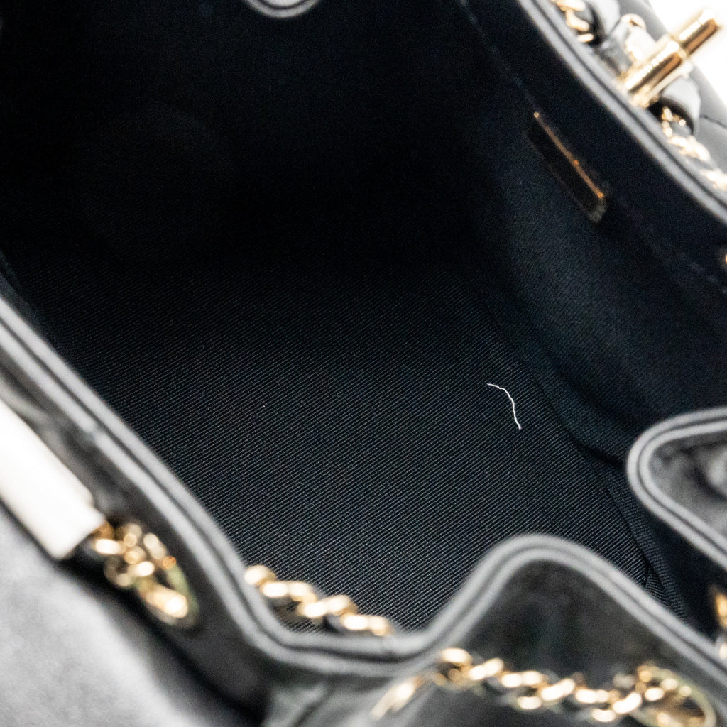 CHANEL 24P MINI DUMA BACKPACK CALFSKIN BLACK LGHW (MICROCHIP)
