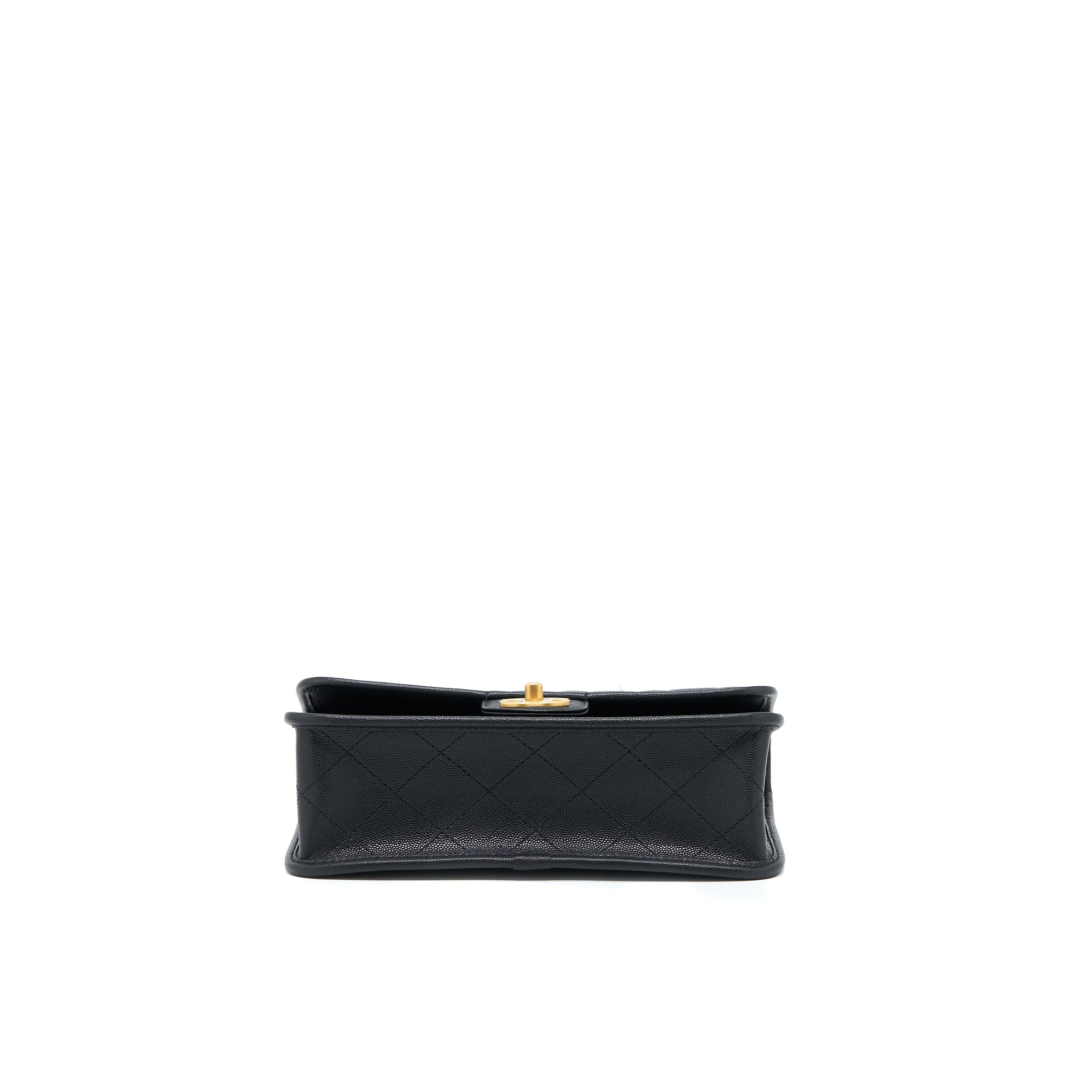 CHANEL 22K TOP HANDLE MESSENGER BAG CAVIAR BLACK BRUSHED GHW (MICROCHIP)