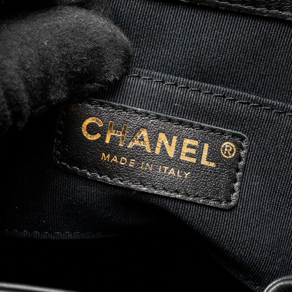 CHANEL 24P MINI DUMA BACKPACK CALFSKIN BLACK LGHW (MICROCHIP)