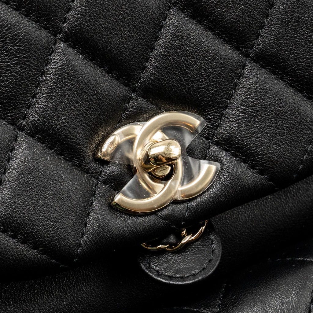 CHANEL 24P MINI DUMA BACKPACK CALFSKIN BLACK LGHW (MICROCHIP)