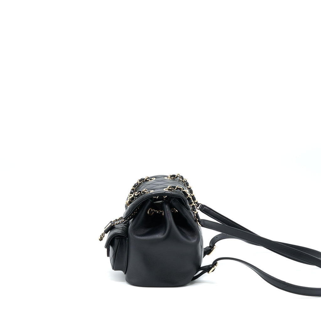 CHANEL DUMA MINI BACKPACK LAMBSKIN BLACK LGHW (MICROCHIP)