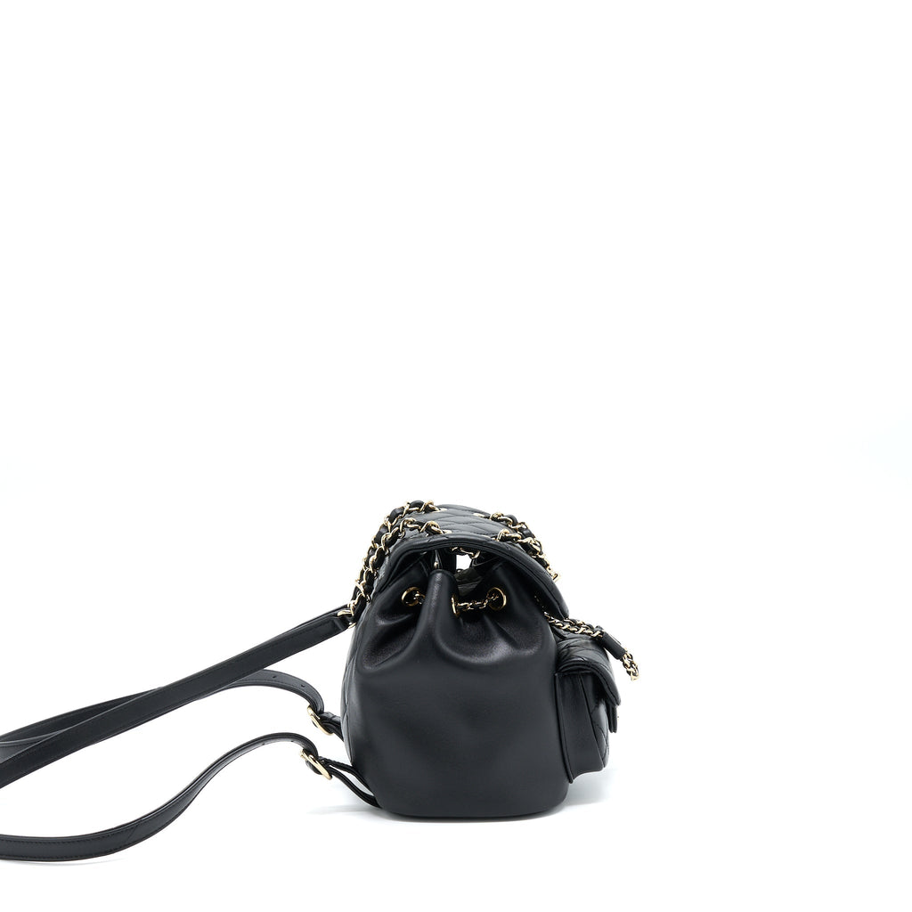 CHANEL DUMA MINI BACKPACK LAMBSKIN BLACK LGHW (MICROCHIP)