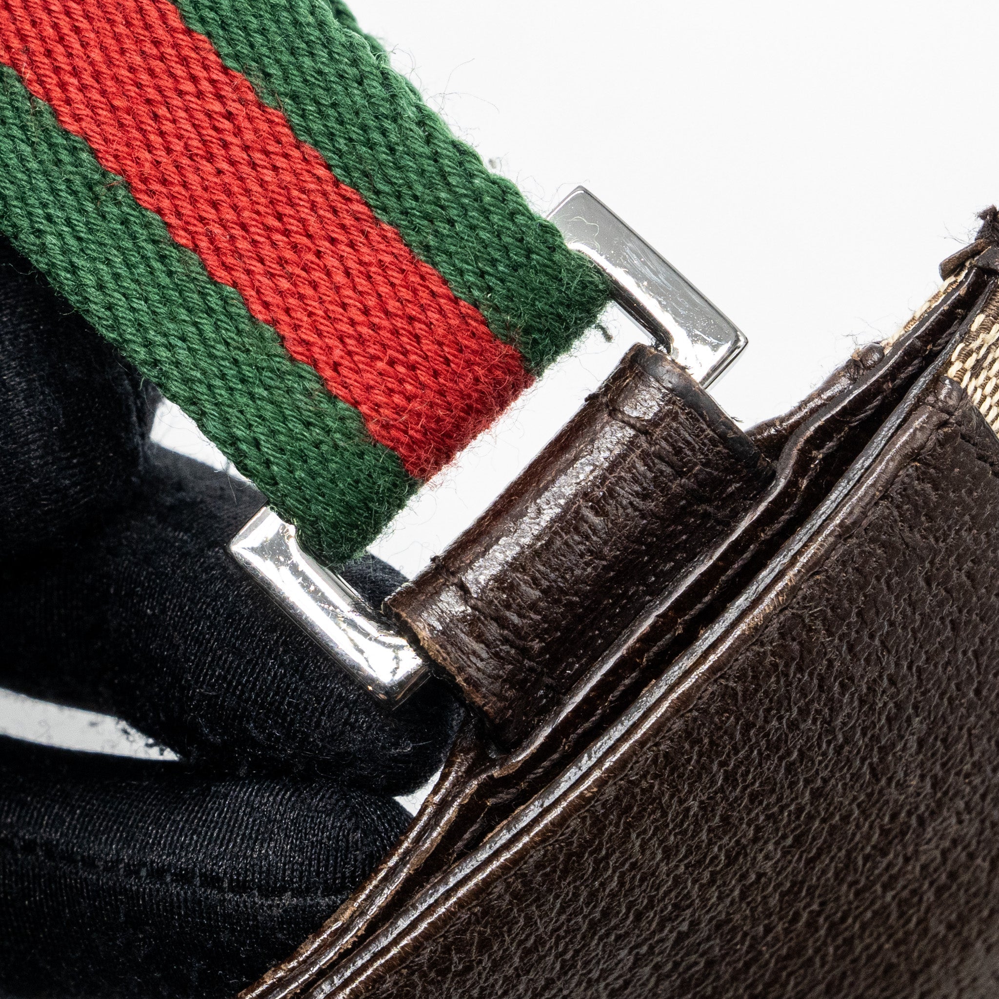 GUCCI MESSENGER BAG GG SUPREME CANVAS/LEATHER BROWN/GREEN/RED SHW