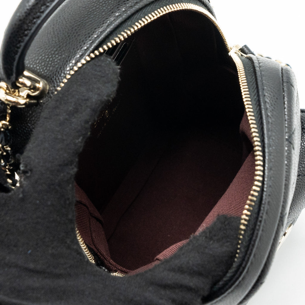 CHANEL 24C MINI BACKPACK/CROSSBODY BAG CAVIAR BLACK LGHW (MICROCHIP)