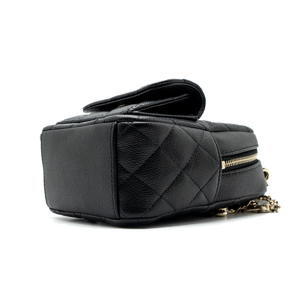 CHANEL 24C MINI BACKPACK/CROSSBODY BAG CAVIAR BLACK LGHW (MICROCHIP)
