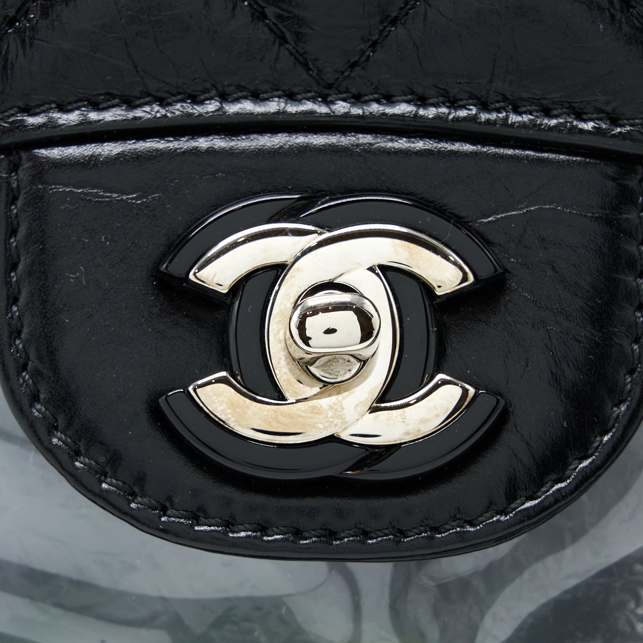 CHANEL PVC AQUARIUM BACKPACK BLACK PVC/AGED CALFSKIN SHW