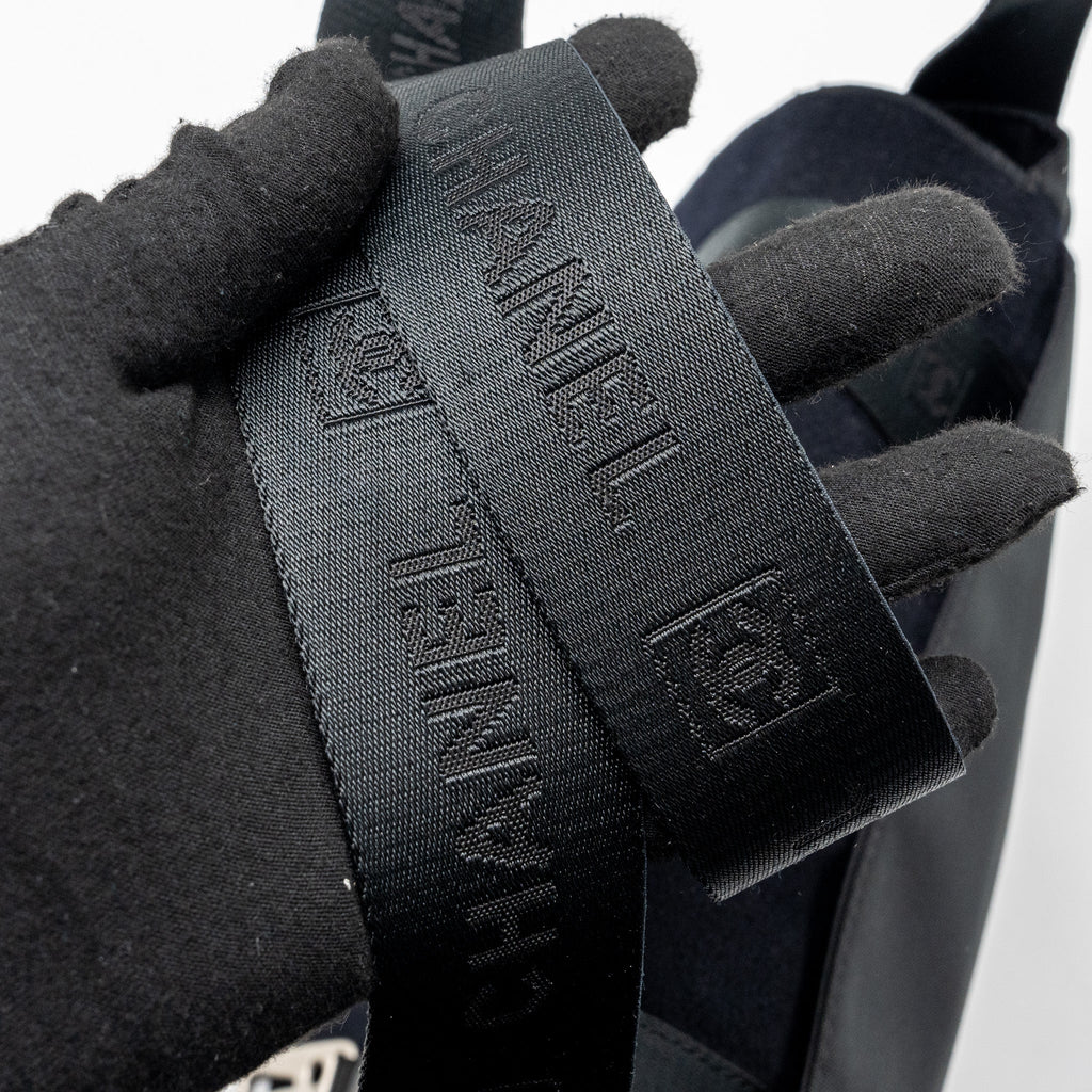 CHANEL VINTAGE MESSENGER SHOULDER BAG FELT/CANVAS BLACK SHW