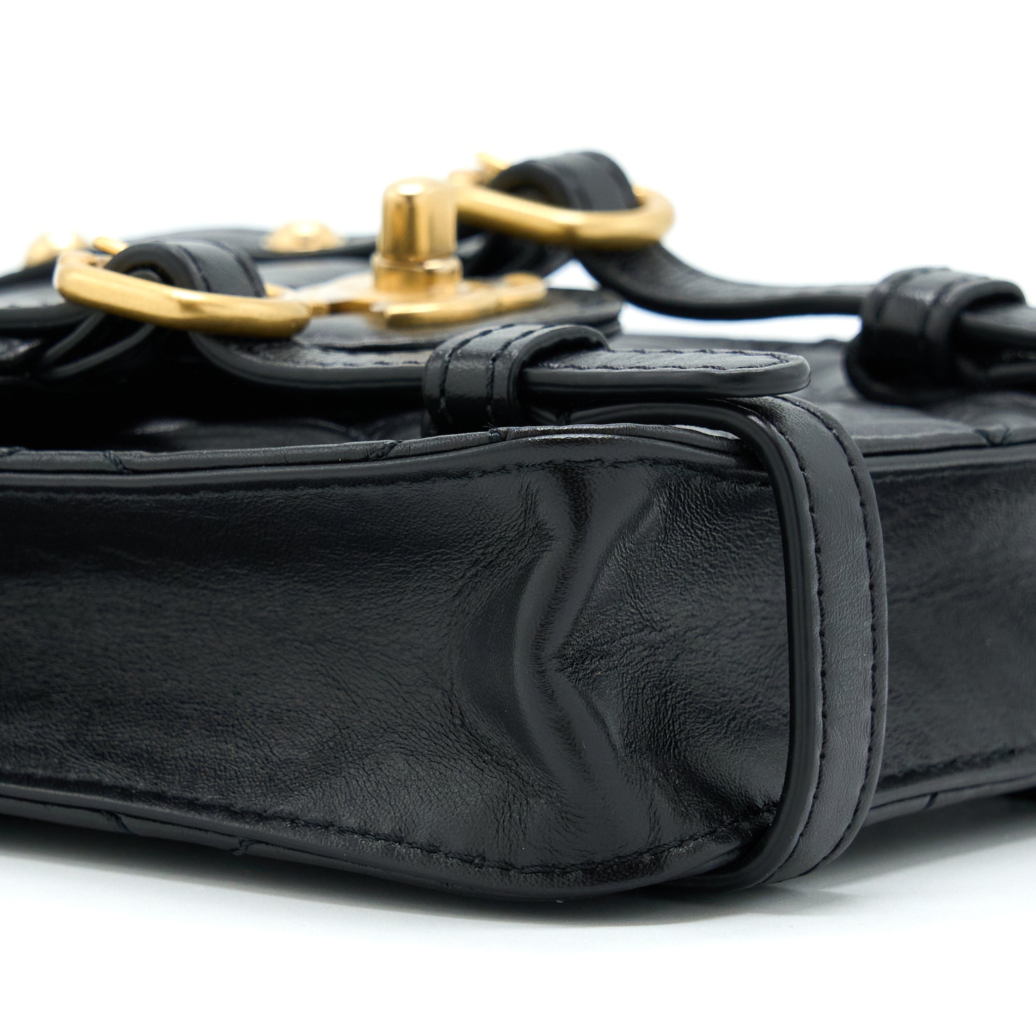 CHANEL SEASONAL MESSENGER MINI FLAP BAG AGED CALFSKIN GHW (MICROCHIP)